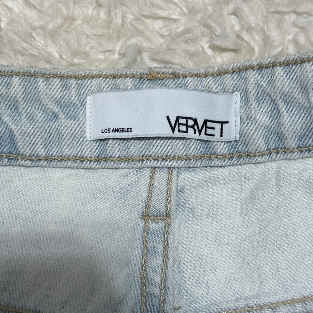 NWT Vervet 90s vintage flare light wash crop distressed raw hem jeans 29 - Picture 11 of 13